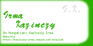 irma kazinczy business card